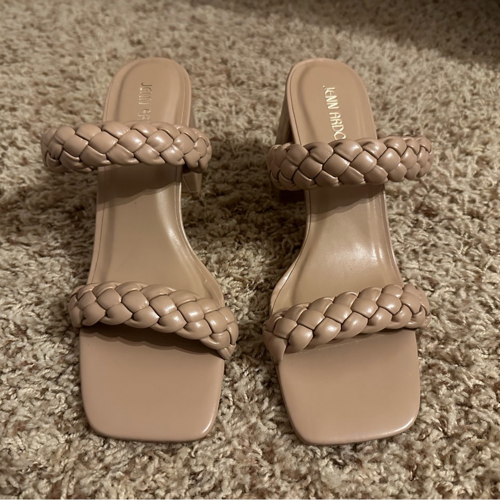 Strappy Braided Sandals with Chunky Heel & Square Toe
